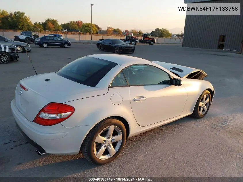 2007 Mercedes-Benz Slk 280 VIN: WDBWK54F17F133758 Lot: 40585749