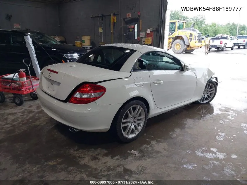 2008 Mercedes-Benz Slk 280 VIN: WDBWK54F88F189777 Lot: 39897065