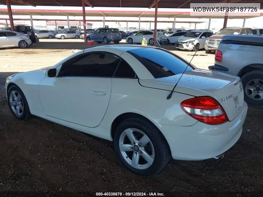 2008 Mercedes-Benz Slk 280 VIN: WDBWK54F38F187726 Lot: 40338678