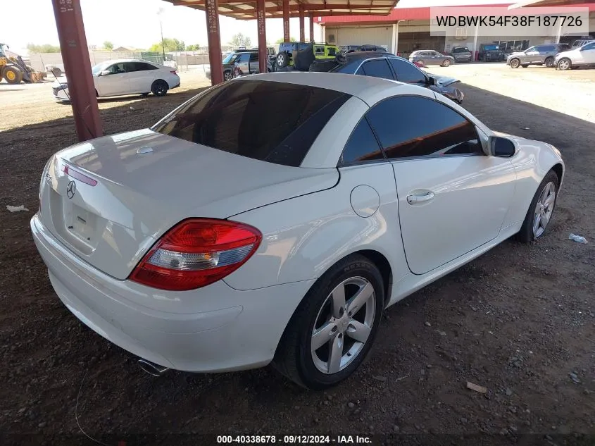 2008 Mercedes-Benz Slk 280 VIN: WDBWK54F38F187726 Lot: 40338678