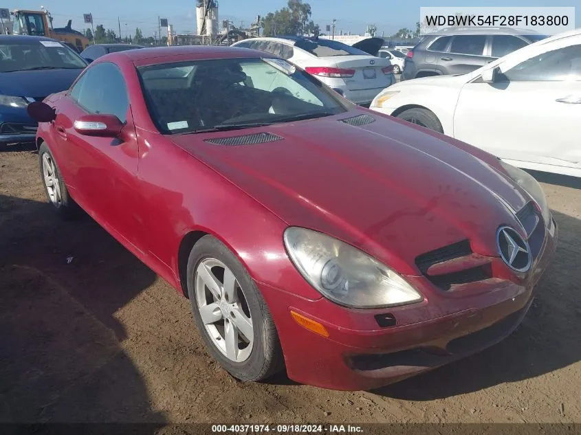 2008 Mercedes-Benz Slk 280 VIN: WDBWK54F28F183800 Lot: 40371974