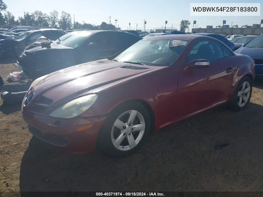 2008 Mercedes-Benz Slk 280 VIN: WDBWK54F28F183800 Lot: 40371974