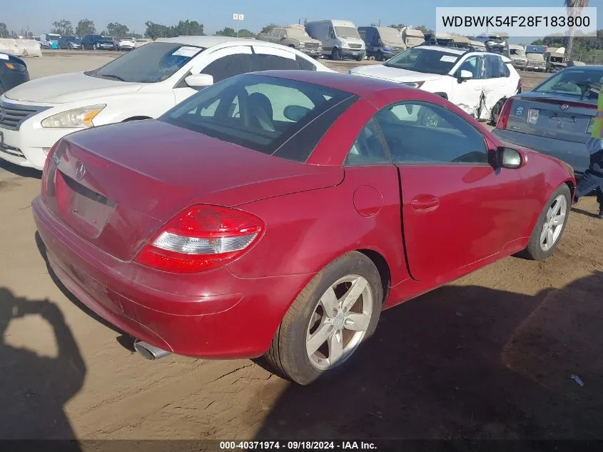 2008 Mercedes-Benz Slk 280 VIN: WDBWK54F28F183800 Lot: 40371974