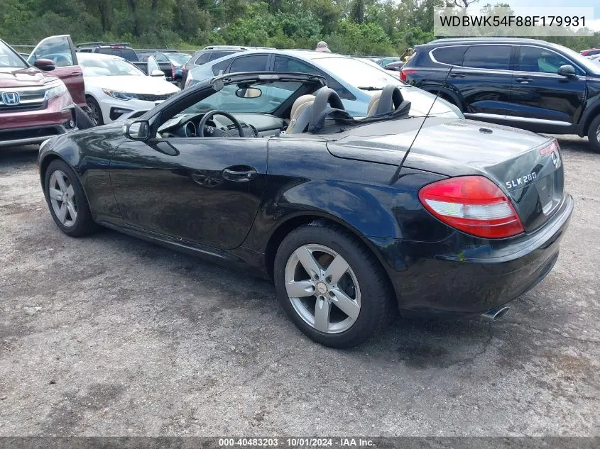 2008 Mercedes-Benz Slk 280 VIN: WDBWK54F88F179931 Lot: 40483203