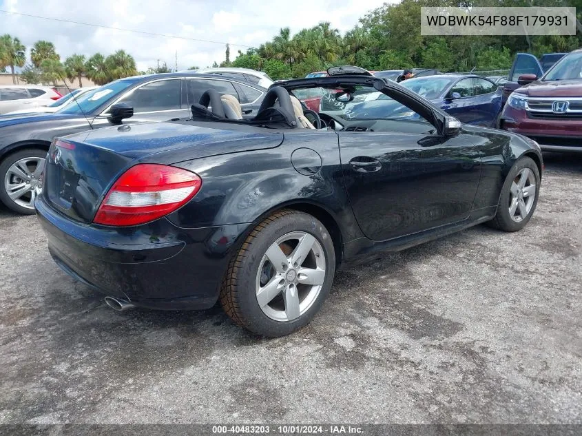 2008 Mercedes-Benz Slk 280 VIN: WDBWK54F88F179931 Lot: 40483203