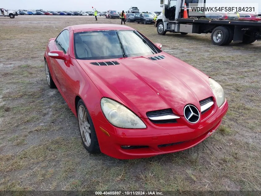 2008 Mercedes-Benz Slk 280 VIN: WDBWK54F58F184231 Lot: 40485897