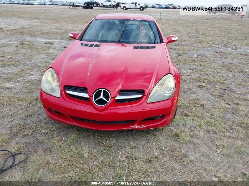 2008 Mercedes-Benz Slk 280 VIN: WDBWK54F58F184231 Lot: 40485897