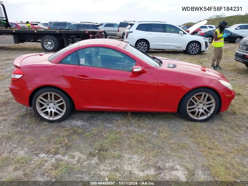 2008 Mercedes-Benz Slk 280 VIN: WDBWK54F58F184231 Lot: 40485897