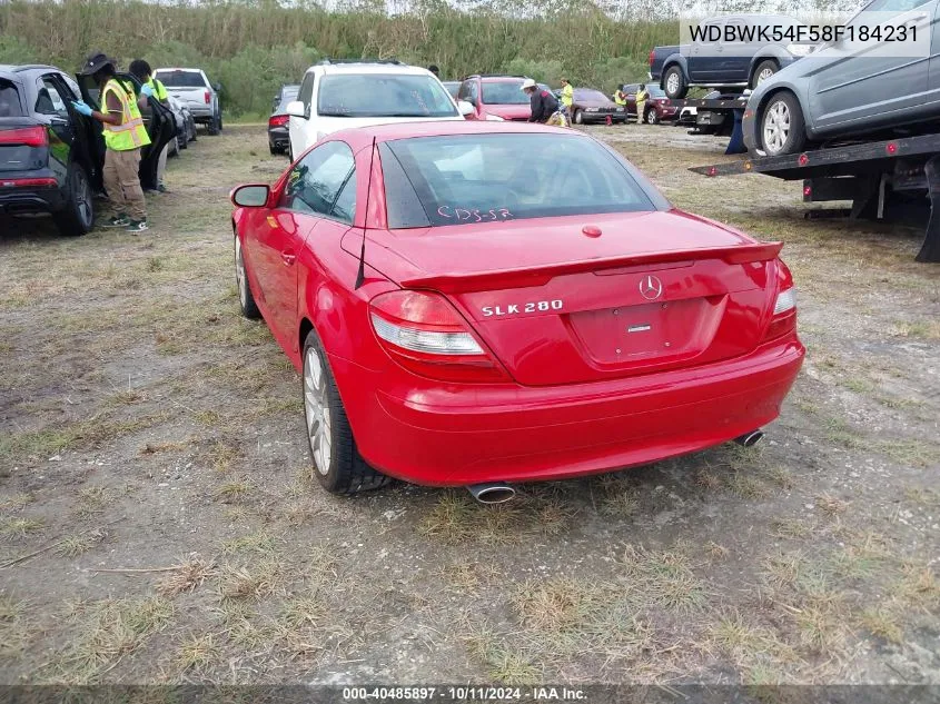 2008 Mercedes-Benz Slk 280 VIN: WDBWK54F58F184231 Lot: 40485897