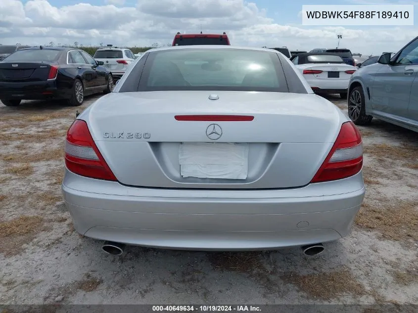 2008 Mercedes-Benz Slk 280 VIN: WDBWK54F88F189410 Lot: 40649634