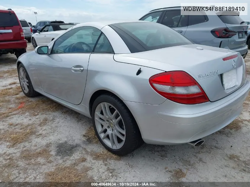 2008 Mercedes-Benz Slk 280 VIN: WDBWK54F88F189410 Lot: 40649634