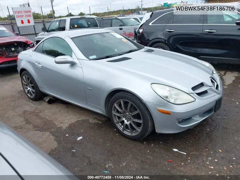 2008 Mercedes-Benz Slk 280 VIN: WDBWK54F38F186706 Lot: 40772459