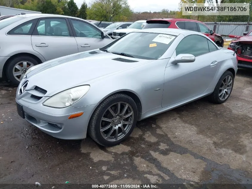 2008 Mercedes-Benz Slk 280 VIN: WDBWK54F38F186706 Lot: 40772459