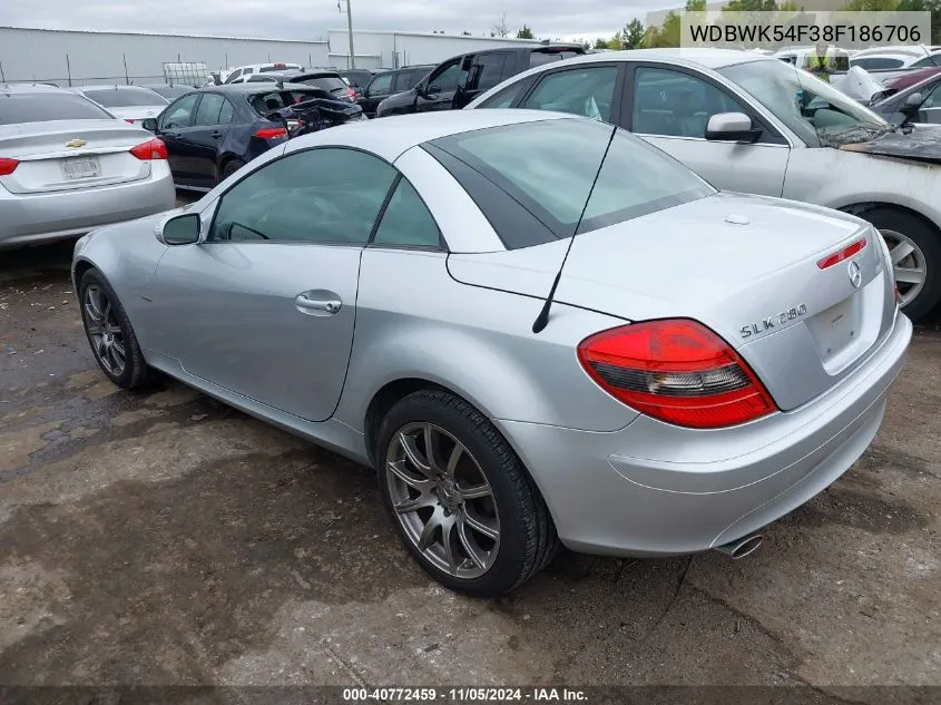 2008 Mercedes-Benz Slk 280 VIN: WDBWK54F38F186706 Lot: 40772459