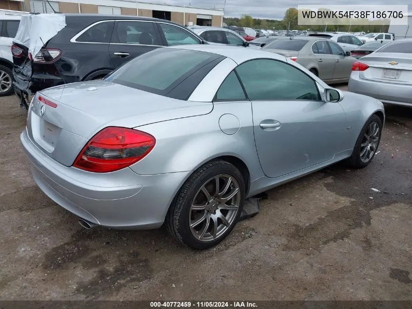 2008 Mercedes-Benz Slk 280 VIN: WDBWK54F38F186706 Lot: 40772459