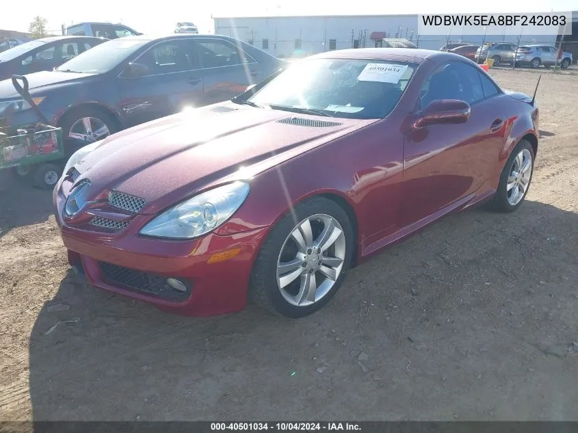 2011 Mercedes-Benz Slk 300 VIN: WDBWK5EA8BF242083 Lot: 40501034