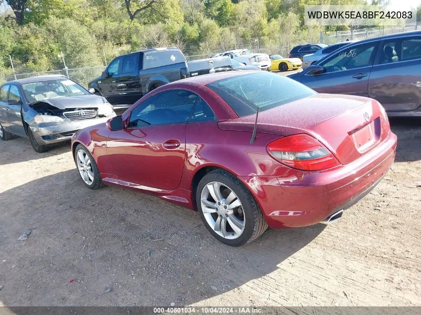 2011 Mercedes-Benz Slk 300 VIN: WDBWK5EA8BF242083 Lot: 40501034