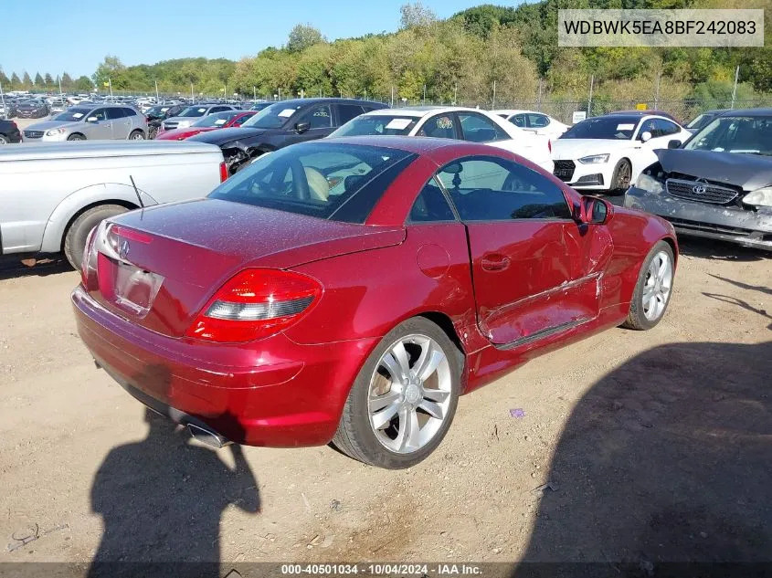 2011 Mercedes-Benz Slk 300 VIN: WDBWK5EA8BF242083 Lot: 40501034