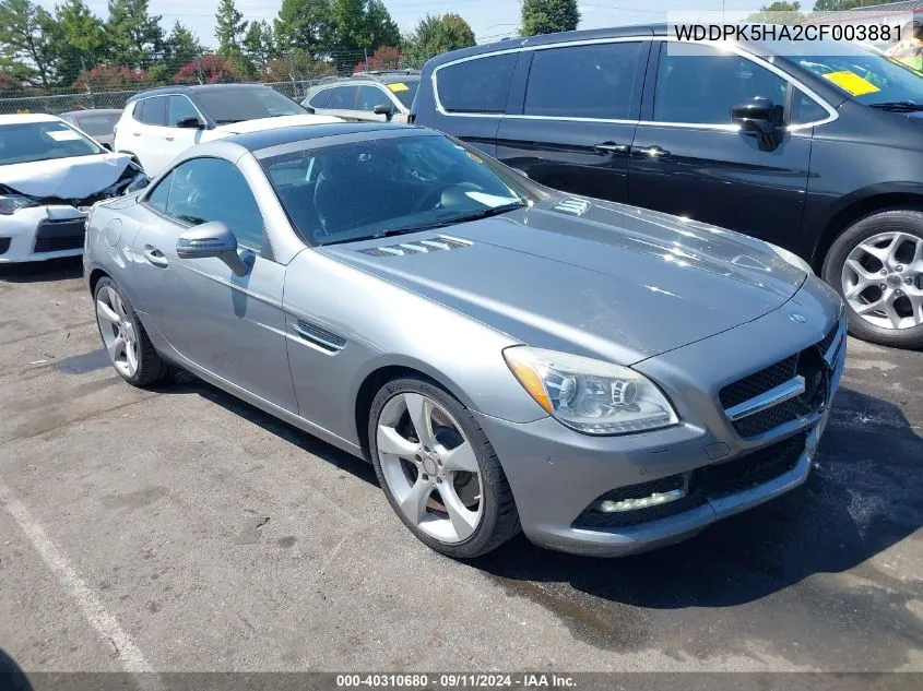 2012 Mercedes-Benz Slk 350 VIN: WDDPK5HA2CF003881 Lot: 40310680