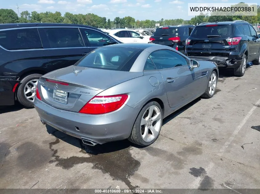 2012 Mercedes-Benz Slk 350 VIN: WDDPK5HA2CF003881 Lot: 40310680