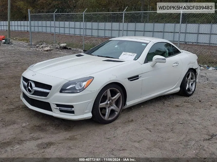 2012 Mercedes-Benz Slk 350 VIN: WDDPK5HA3CF039482 Lot: 40773161