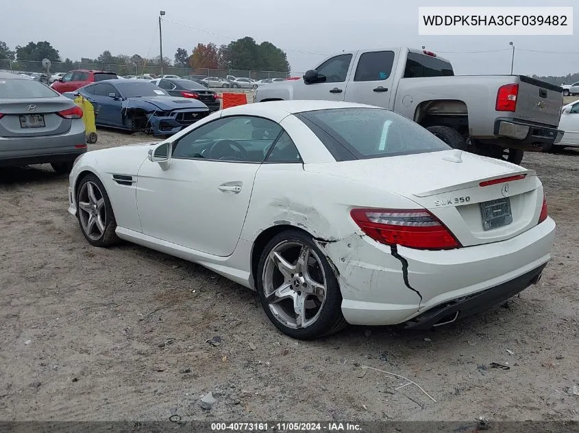 2012 Mercedes-Benz Slk 350 VIN: WDDPK5HA3CF039482 Lot: 40773161