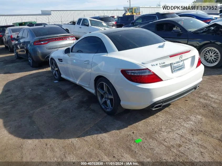 2015 Mercedes-Benz Slk 350 VIN: WDDPK5HA9FF107952 Lot: 40702530