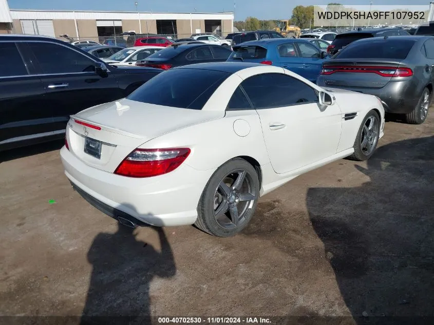 2015 Mercedes-Benz Slk 350 VIN: WDDPK5HA9FF107952 Lot: 40702530