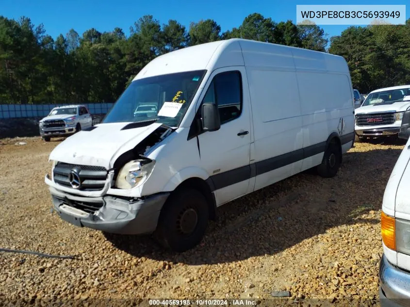 2012 Mercedes-Benz Sprinter 2500 High Roof VIN: WD3PE8CB3C5693949 Lot: 40569198