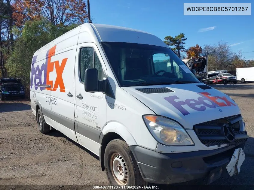 2012 Mercedes-Benz Sprinter 2500 High Roof VIN: WD3PE8CB8C5701267 Lot: 40773120