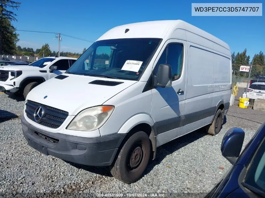 2013 Mercedes-Benz Sprinter 2500 Normal Roof VIN: WD3PE7CC3D5747707 Lot: 40531609