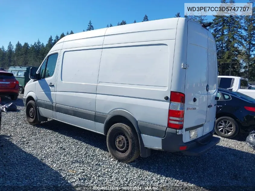 2013 Mercedes-Benz Sprinter 2500 Normal Roof VIN: WD3PE7CC3D5747707 Lot: 40531609