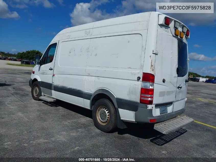 2015 Mercedes-Benz Sprinter 2500 Normal Roof VIN: WD3PE7CC0F5975828 Lot: 40701660