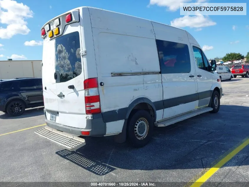 2015 Mercedes-Benz Sprinter 2500 Normal Roof VIN: WD3PE7CC0F5975828 Lot: 40701660