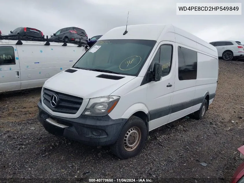 2017 Mercedes-Benz Sprinter 2500 High Roof V6 VIN: WD4PE8CD2HP549849 Lot: 40770650