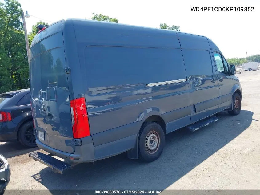 2019 Mercedes-Benz Sprinter 2500 High Roof V6 VIN: WD4PF1CD0KP109852 Lot: 39863570