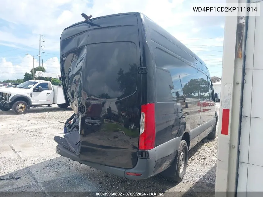 2019 Mercedes-Benz Sprinter 2500 High Roof V6 VIN: WD4PF1CD2KP111814 Lot: 39960892