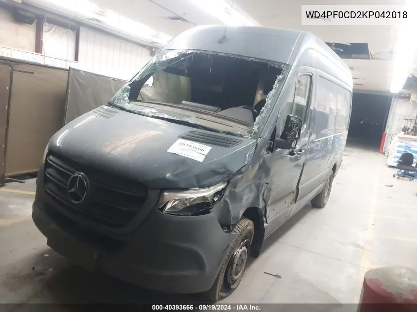 2019 Mercedes-Benz Sprinter 2500 High Roof V6/Standard Roof V6 VIN: WD4PF0CD2KP042018 Lot: 40393666