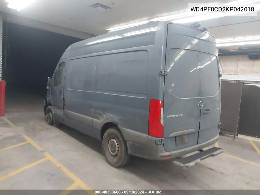 2019 Mercedes-Benz Sprinter 2500 High Roof V6/Standard Roof V6 VIN: WD4PF0CD2KP042018 Lot: 40393666