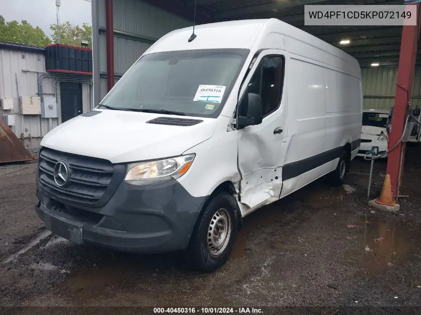 2019 Mercedes-Benz Sprinter 2500 High Roof V6 VIN: WD4PF1CD5KP072149 Lot: 40450316