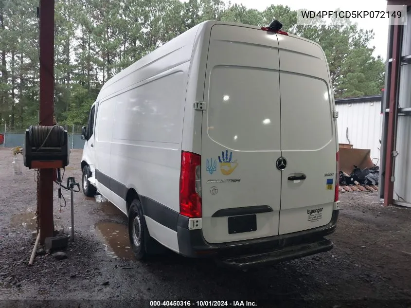 2019 Mercedes-Benz Sprinter 2500 High Roof V6 VIN: WD4PF1CD5KP072149 Lot: 40450316