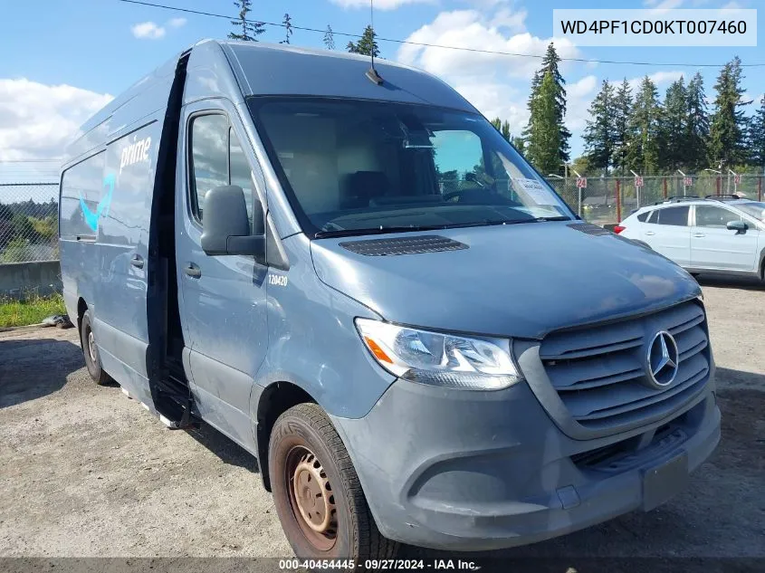 2019 Mercedes-Benz Sprinter 2500 High Roof V6 VIN: WD4PF1CD0KT007460 Lot: 40454445