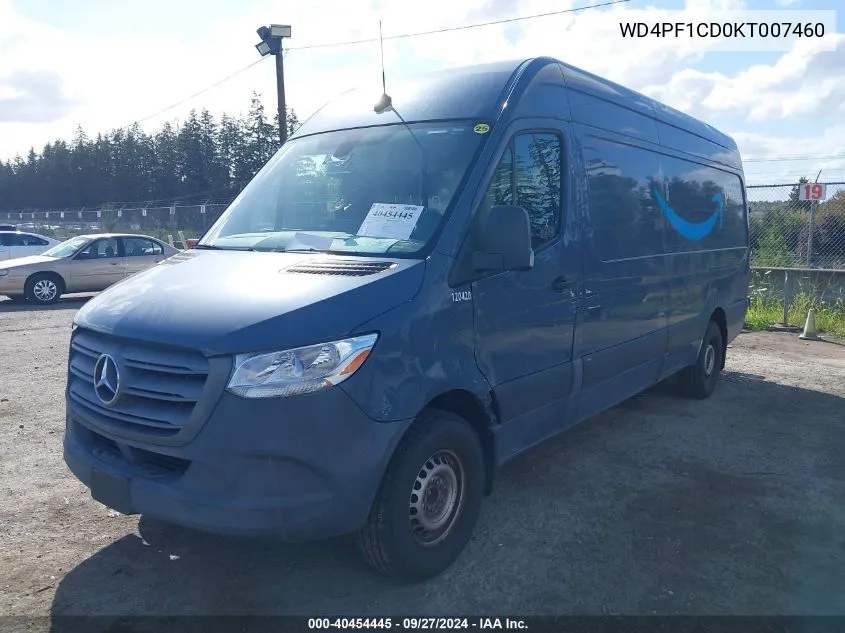 2019 Mercedes-Benz Sprinter 2500 High Roof V6 VIN: WD4PF1CD0KT007460 Lot: 40454445