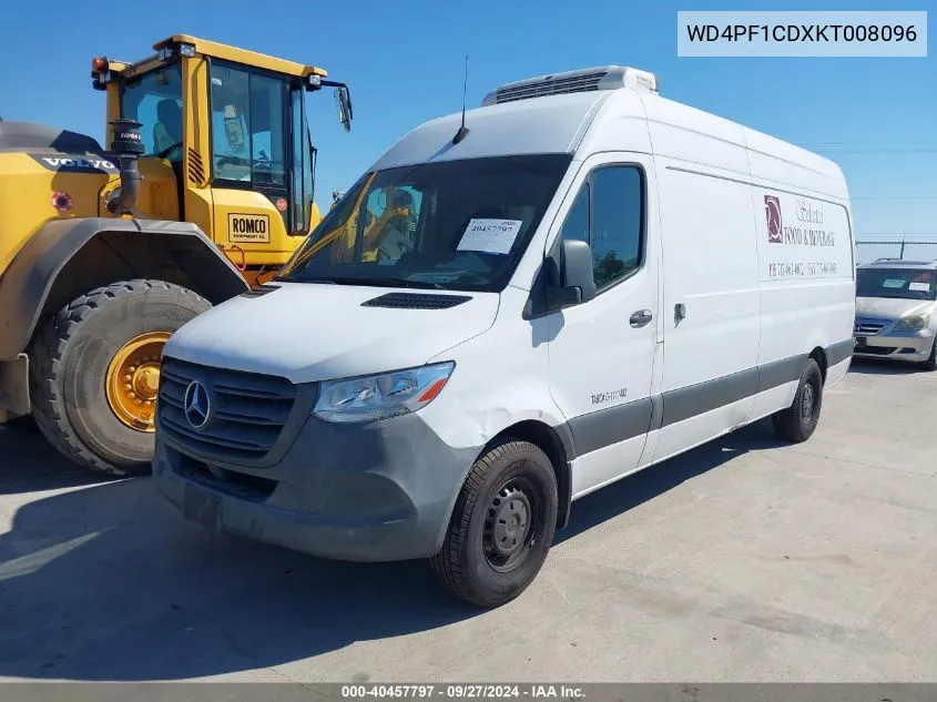 2019 Mercedes-Benz Sprinter 2500 High Roof V6 VIN: WD4PF1CDXKT008096 Lot: 40457797