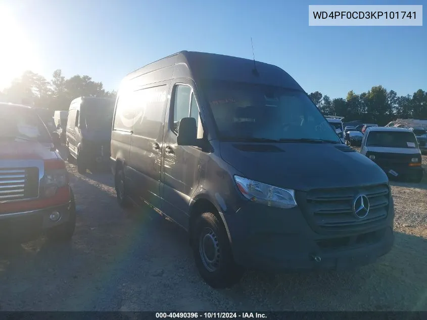 2019 Mercedes-Benz Sprinter 2500 High Roof V6/Standard Roof V6 VIN: WD4PF0CD3KP101741 Lot: 40490396