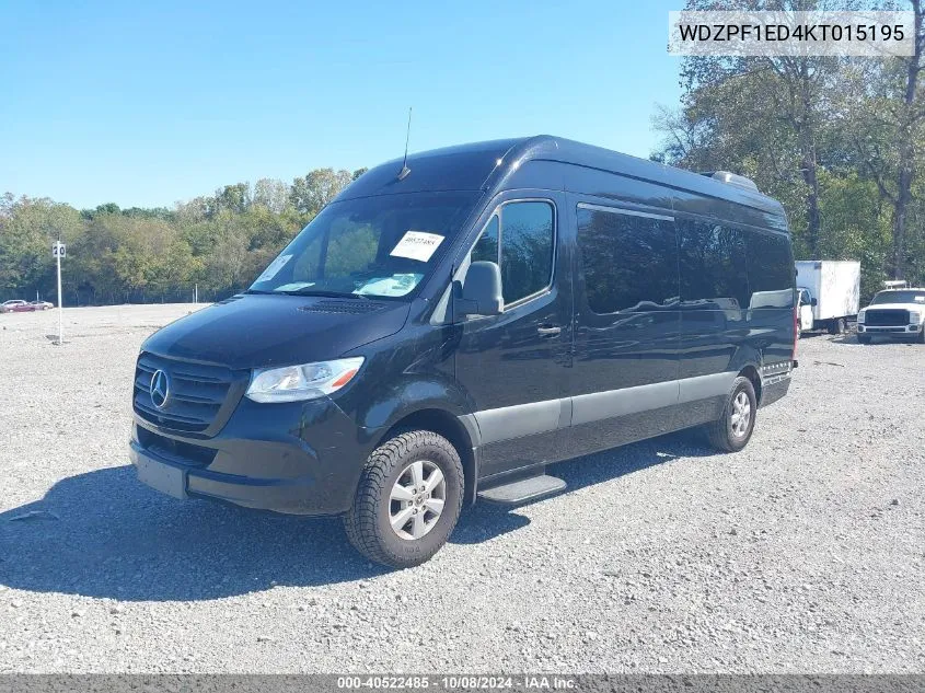 2019 Mercedes-Benz Sprinter 2500/3500 VIN: WDZPF1ED4KT015195 Lot: 40522485