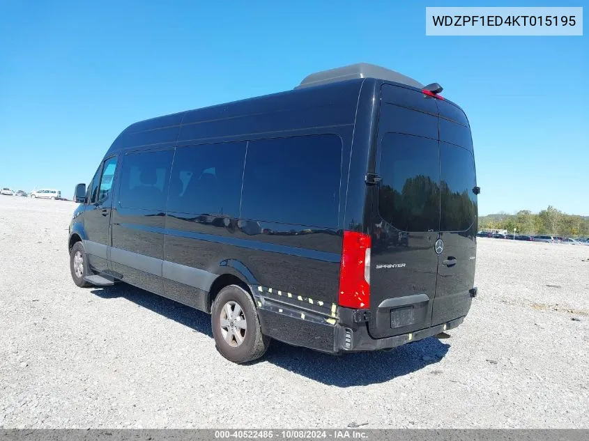 2019 Mercedes-Benz Sprinter 2500/3500 VIN: WDZPF1ED4KT015195 Lot: 40522485