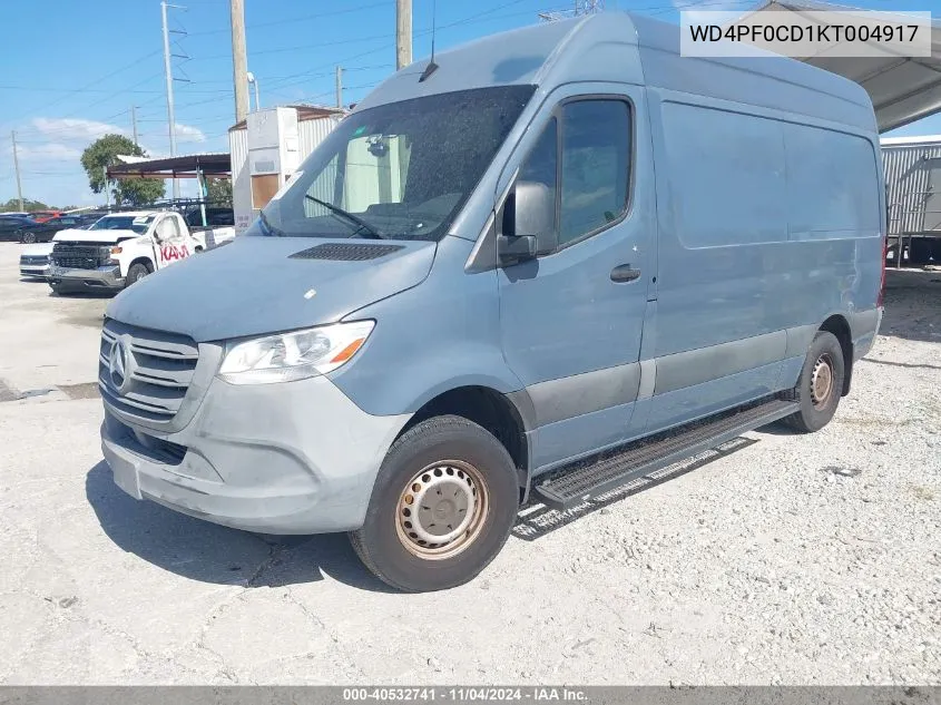 2019 Mercedes-Benz Sprinter 2500 High Roof V6/Standard Roof V6 VIN: WD4PF0CD1KT004917 Lot: 40532741