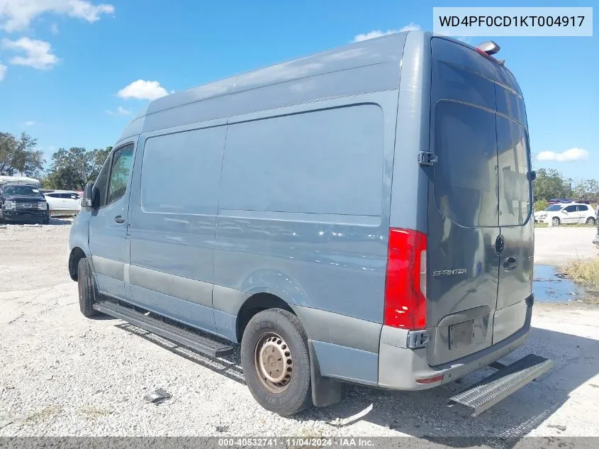 2019 Mercedes-Benz Sprinter 2500 High Roof V6/Standard Roof V6 VIN: WD4PF0CD1KT004917 Lot: 40532741