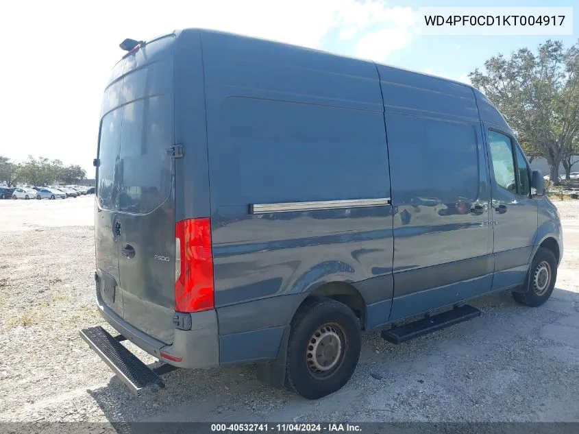 2019 Mercedes-Benz Sprinter 2500 High Roof V6/Standard Roof V6 VIN: WD4PF0CD1KT004917 Lot: 40532741